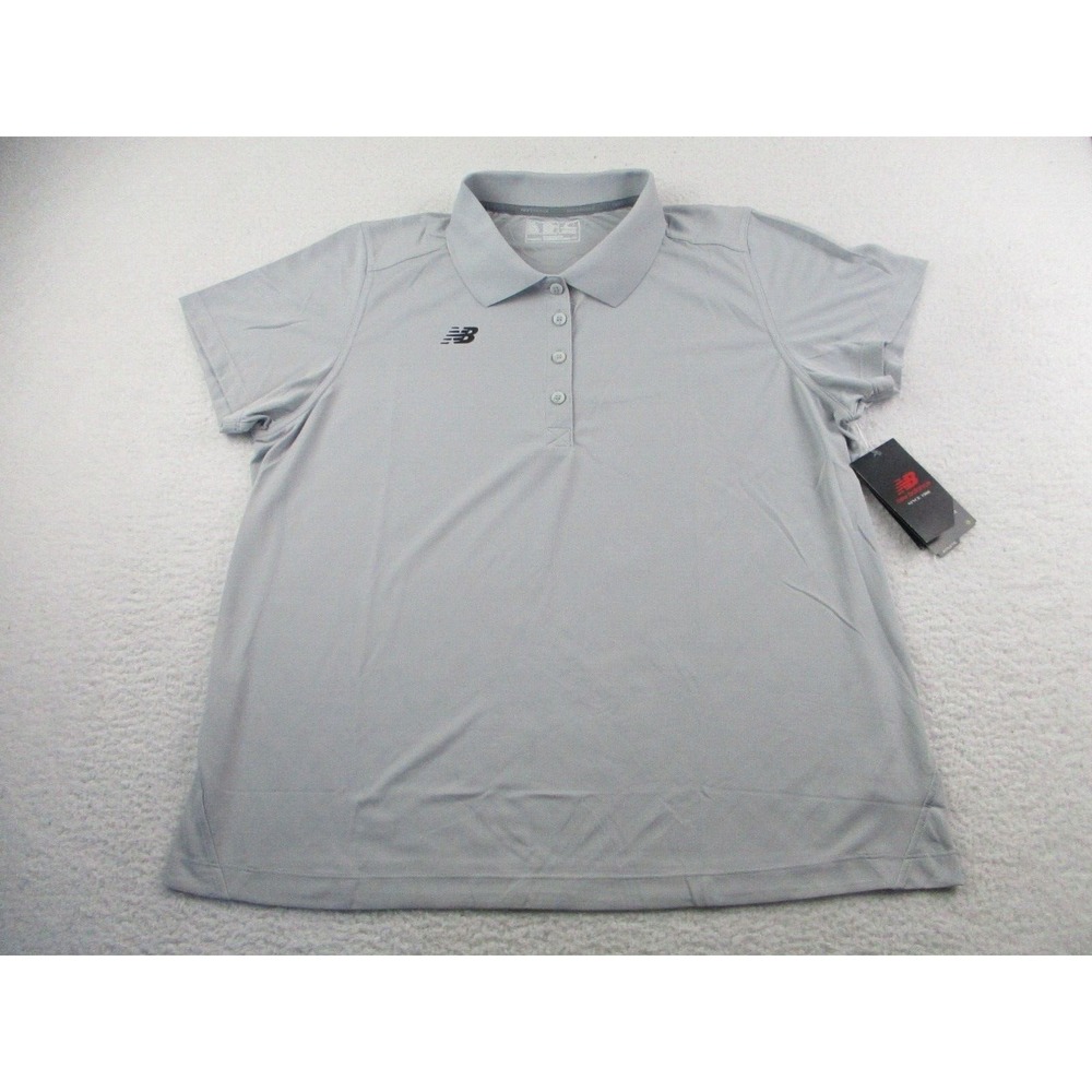 NWT New Balance Polo Shirt Womens 2XL Performance Tech Gray Golf Tennis Sport
